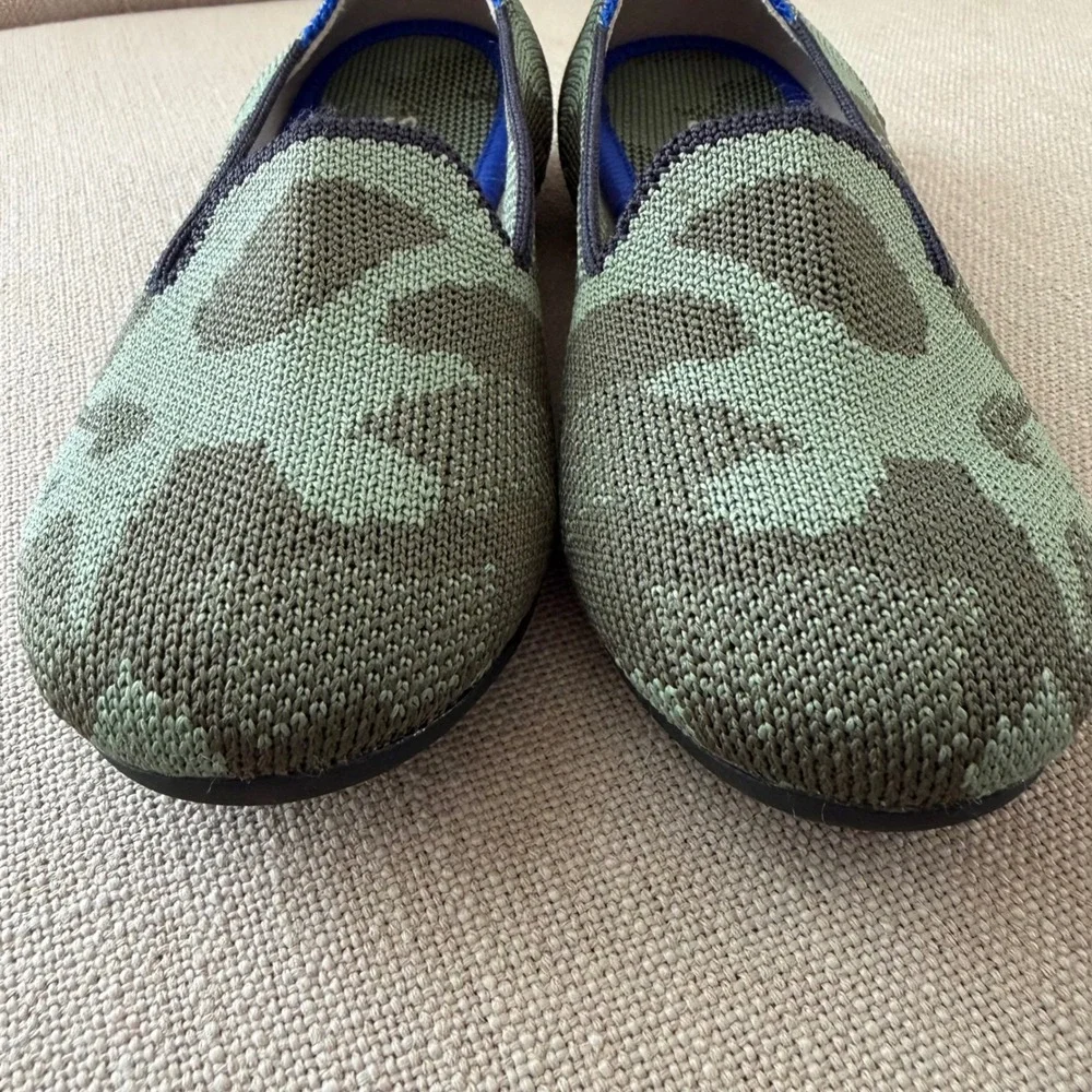 Rothys Kids Loafers Green Camo Knit‎ Slip On Shoes Size K12 004-102